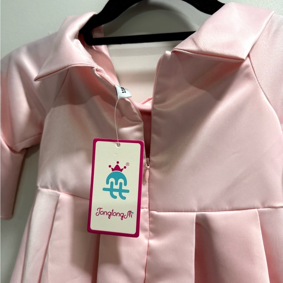 Pink Princess Easter Dress Girls 4T Floral & Beaded w/ Bow Shawl Collar NWT - Picture 5 of 8